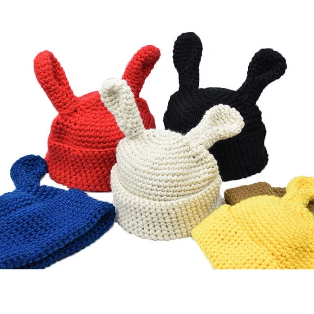 2024 Handmade Sweet Cute Rabbit Ears Knitted Hat All Warm Knitted Hat Jstock Supply of Japan and South Korea Sports Accessories
