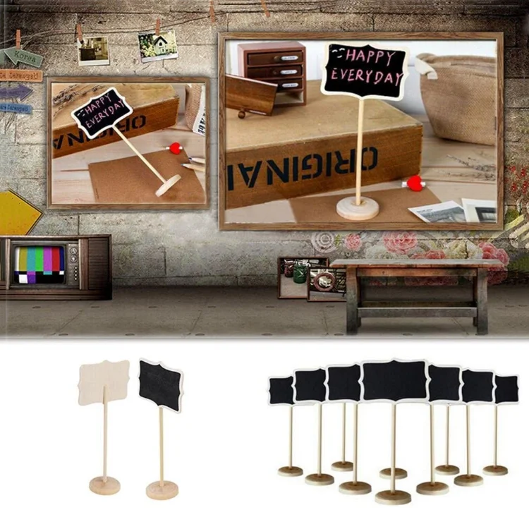 wholesale multifunctional message board 15 pack wooden mini chalkboard sign with stand