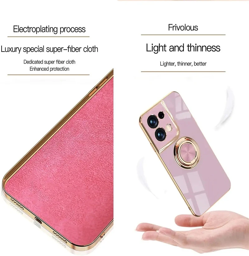 For Oppo Reno 5 6 7 8 9 Pro Cover Magnetic Finger Ring Holder Soft Rubber Car Shockproof Protector Phone Accessories 2023 Case