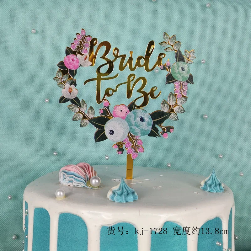 LOW MOQ cake decoration flower design printed acrylic cake topper birthday