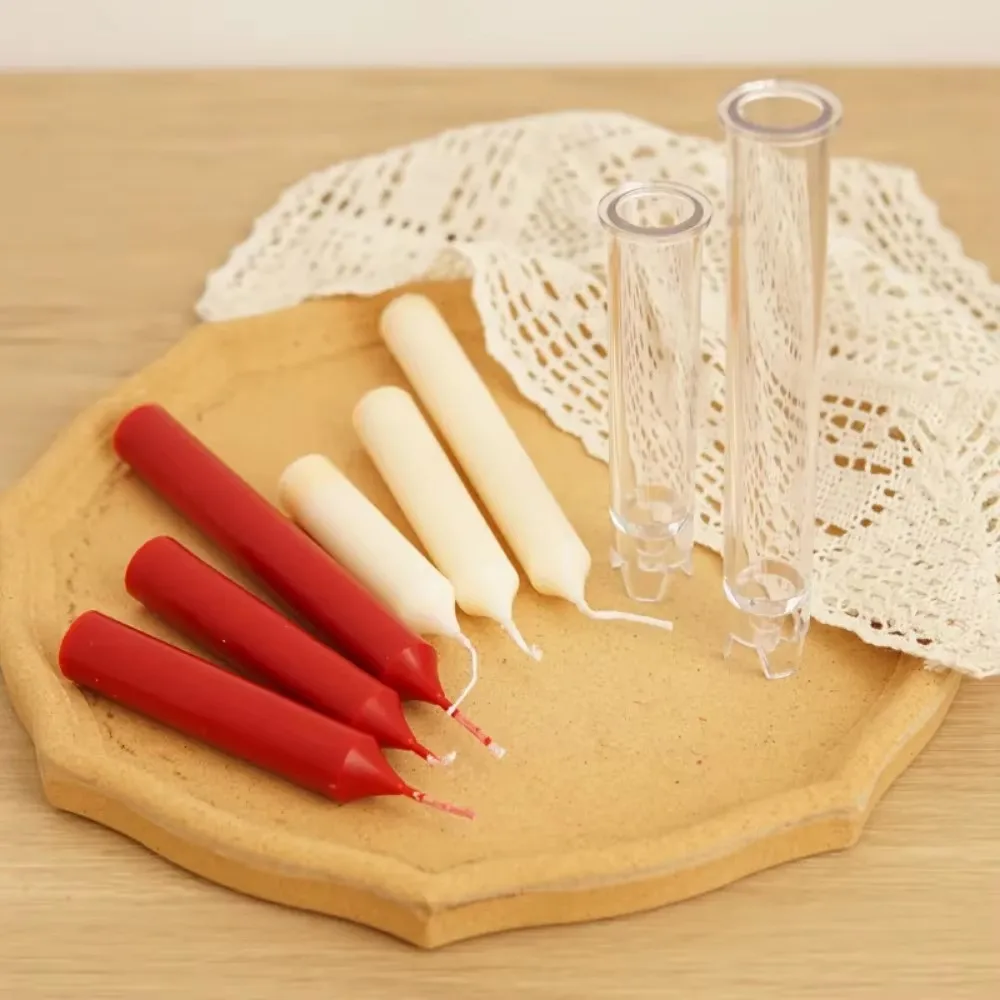 2 Set Acrylic Taper Candle Mold Crystal Candlestick Holders Wedding Christmas Table Decor Column Candle Lanterns Candle Making