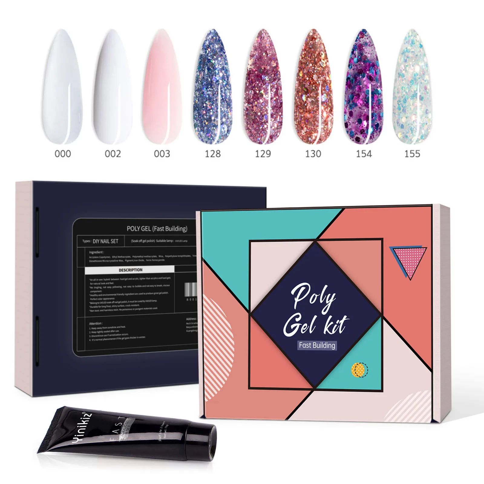 Private Label Acryicl Gel Nail Extension Set Exquisite Gift Box Dropshipping Poly Nail Gel Kit