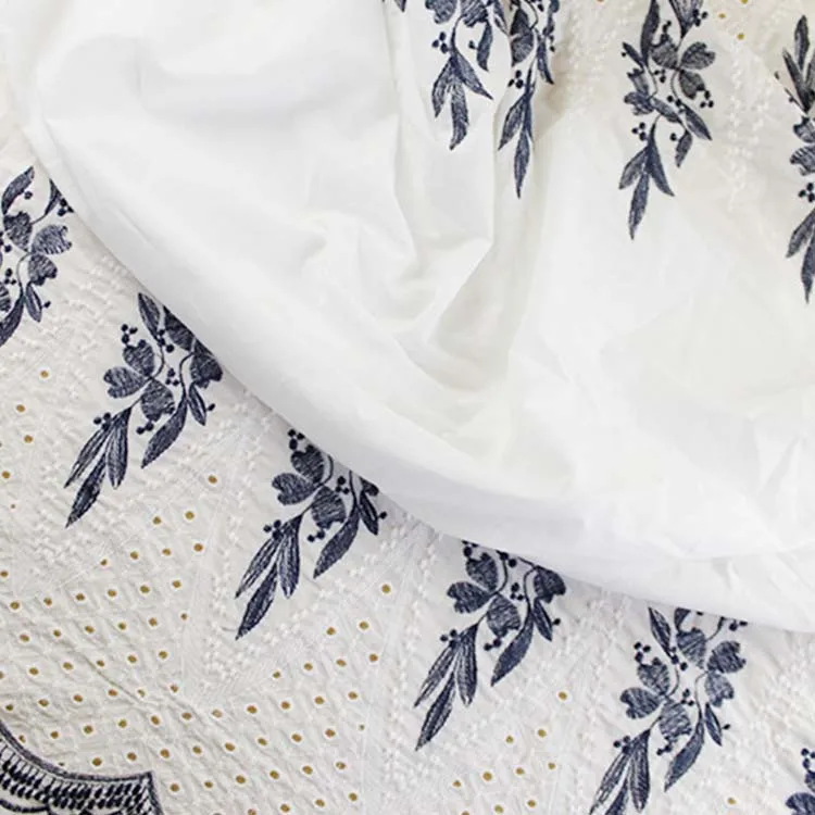 Two color Womens Home Textile Fabric Geometric Pattern Cotton Perforated Embroidered fabric