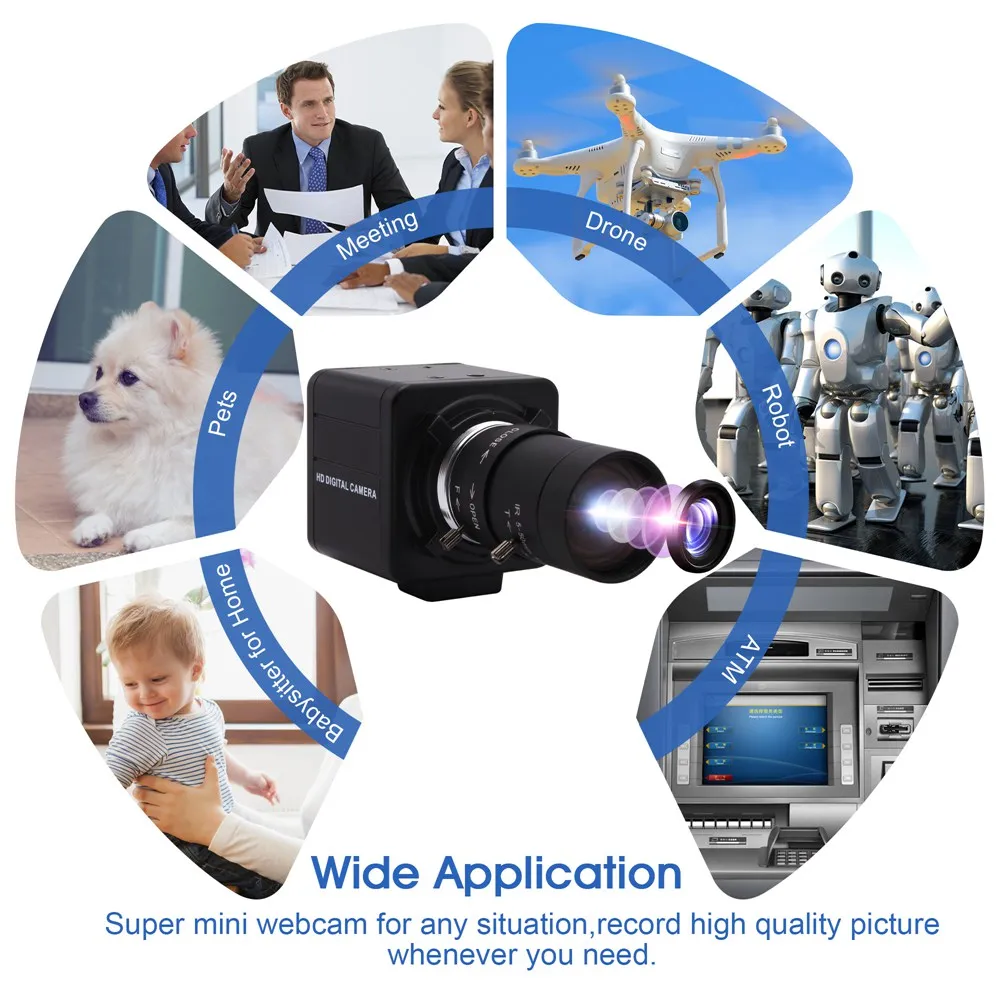 ELP High Definition 2880P 5-50mm Varifocal Zoom HD Laptop Webcam Video Conference 13MP USB Camera  CMOS IMX214 With Microphone