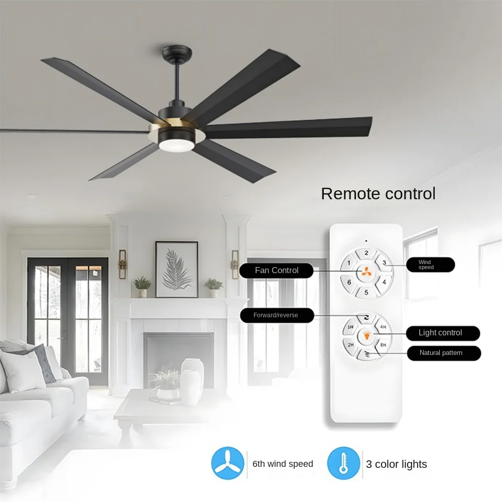 Home Hotel 95 RPM 72inch 8 Fan Blade DC Motor 6 Speed 45w Led 18w Ceiling Fans with Lights Remote Control
