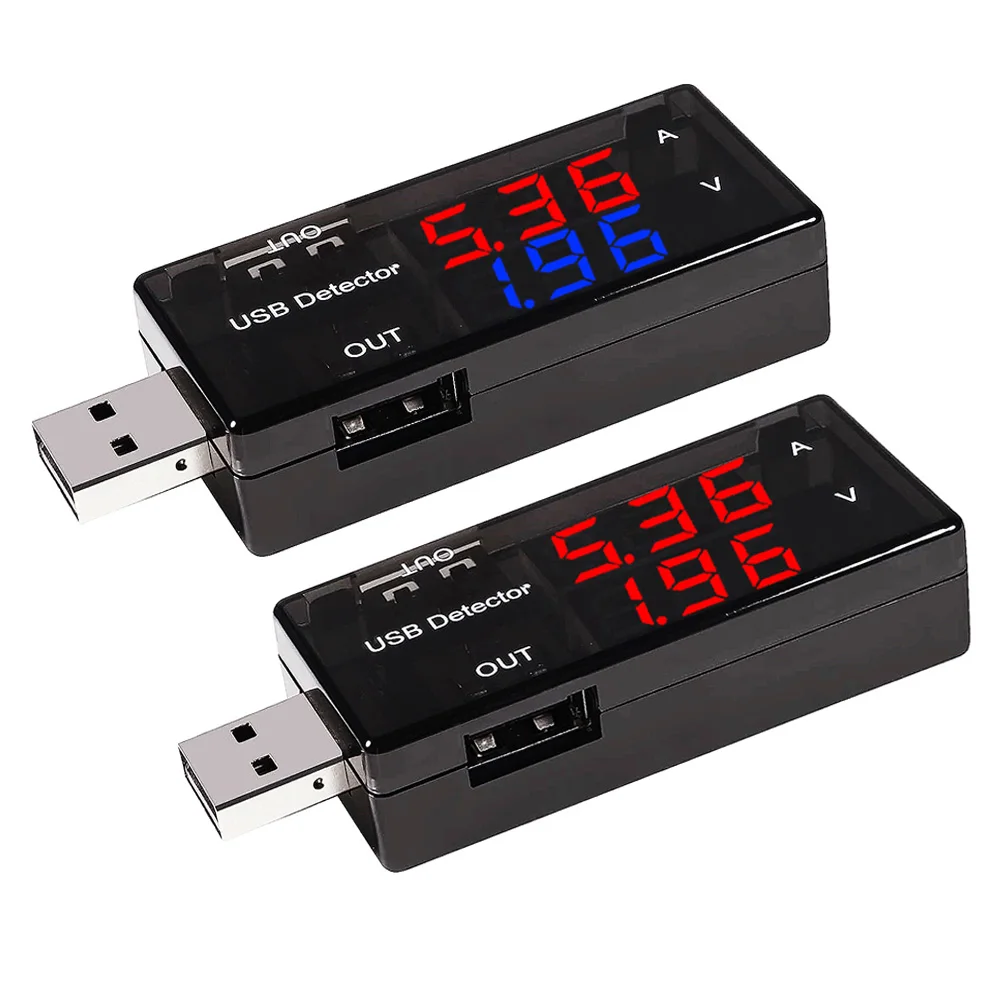 Red+Blue Dual USB Current Voltage Charging Detector Tester Battery Voltmeter Ammeter Charger Doctor