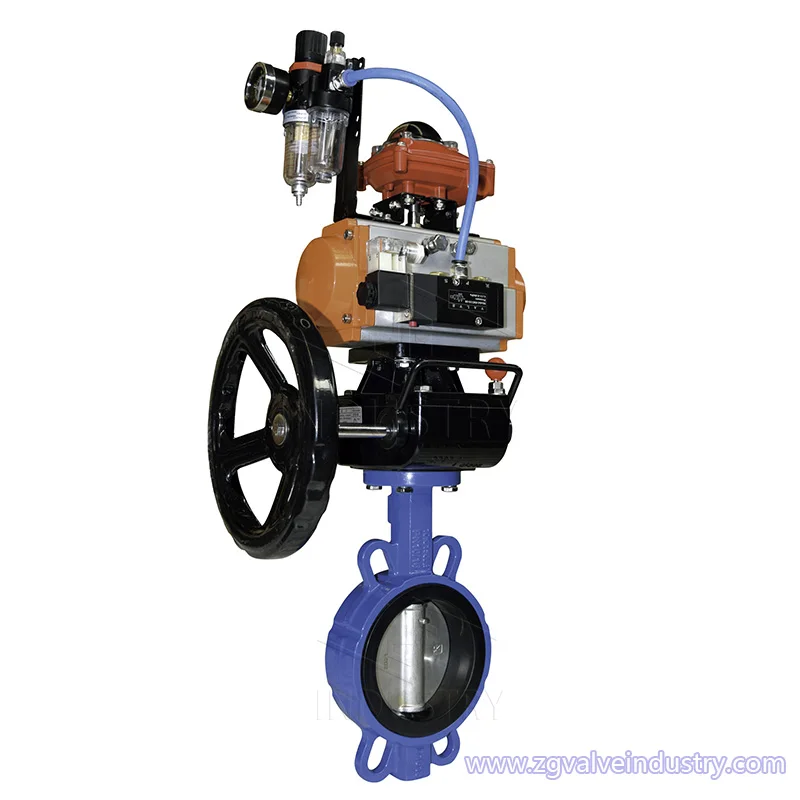 High performance  Valve Wafer Type Motor Actuator Butterfly Valve AT Type Pneumatic Actuator Butterfly Valve DN25-DN600