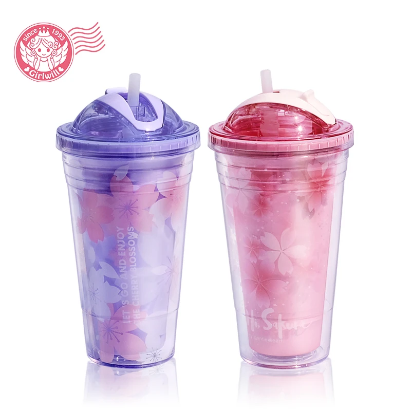 
Girlwill Insulated Double Wall Reusable 16oz Customized Logo Plastic Tumbler Cup With Lids And Straws supports OEM/ODM 