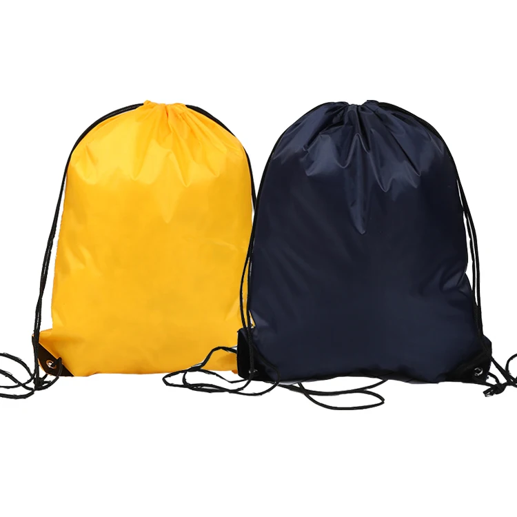 Promotional Stock Low MOQ Dust Proof 210D 420D Polyester Drawstring Bag Cheap Nylon drawstring backpack bag for gym