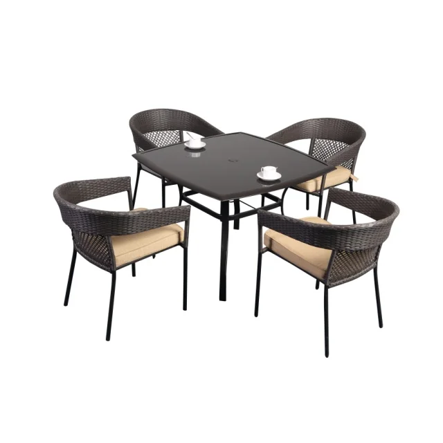 Patio Garden Wicker Bar Chairs Tables Set Rattan Furniture Garden