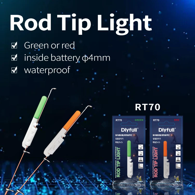 Dlyfull Bite Alarm RT70 red for Night Fishing  Tip Light Stick Fishing Takcle Fishing Rod Tip Light