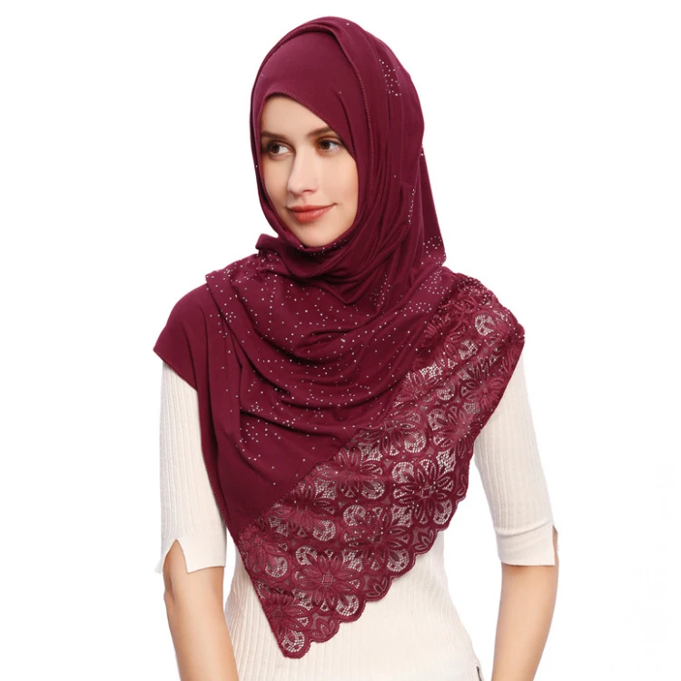 70*170cm Summer Muslim Chiffon Hijab Scarf Beaded Scarf Islamic Long Shawl Wrap Head Scarves Women Picture Muslim Hat