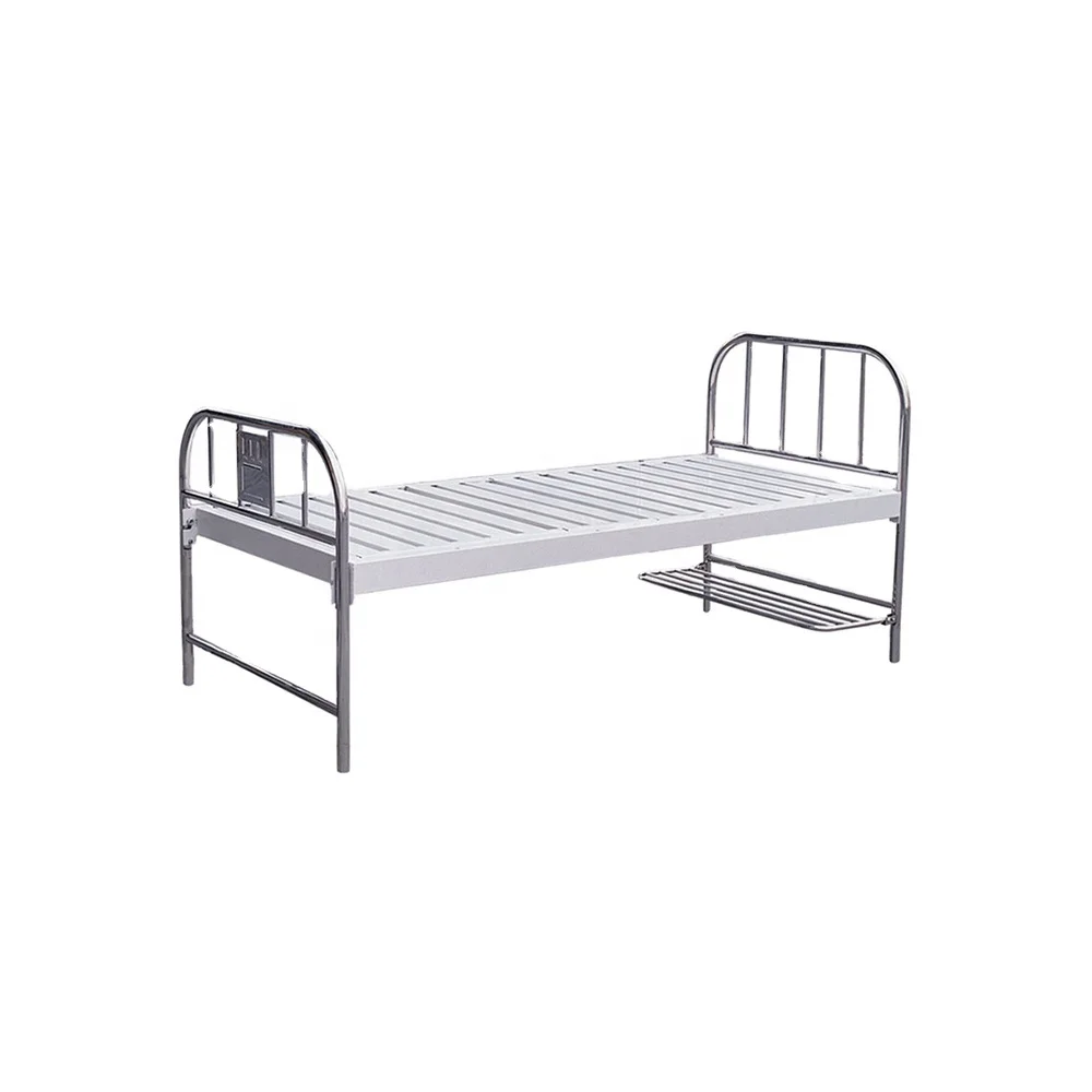 High Quality Medical Bed Hospital Stainless Steel and Metal Flat Hospital Cot Bed