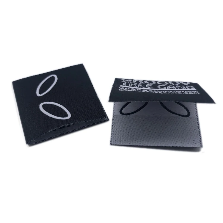 Factory Custom Woven Label Center Fold Clothing Label Tag With Company Name And Website