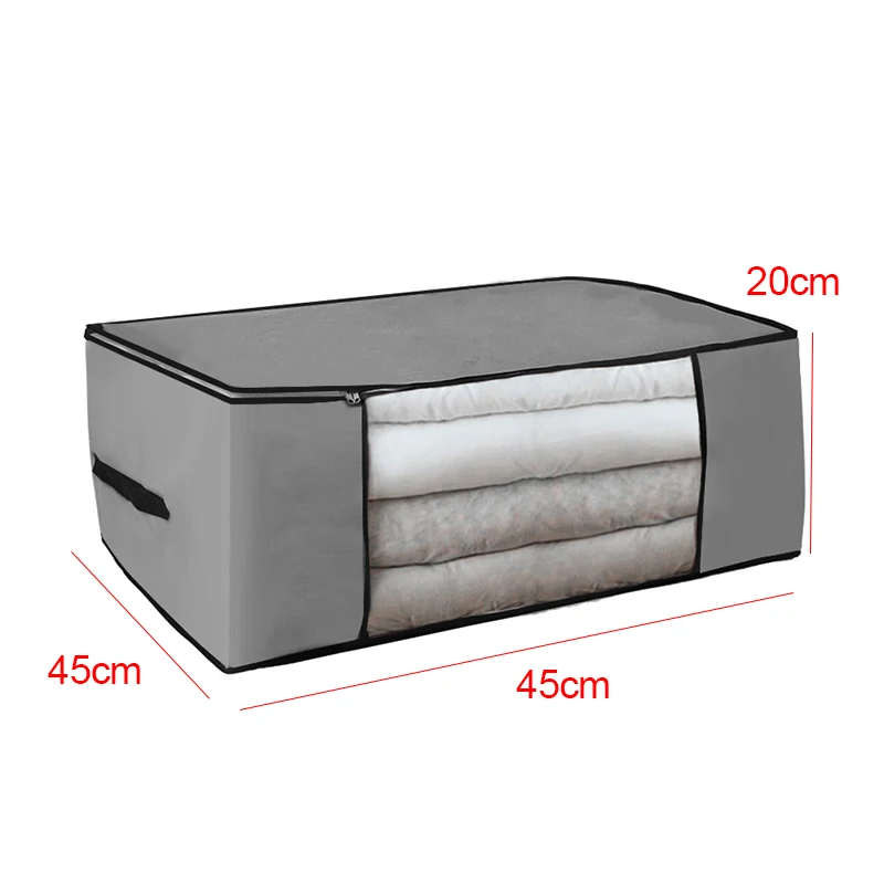 Nonwoven large underbed storage bag organizer box foldable clothes storage bag organizer with clear window