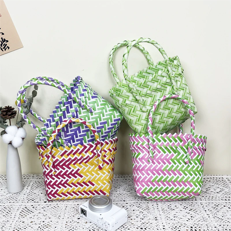 Пластиковые корзины для хранения игрушек корзина для покупок красочная плетеная корзина маленькая