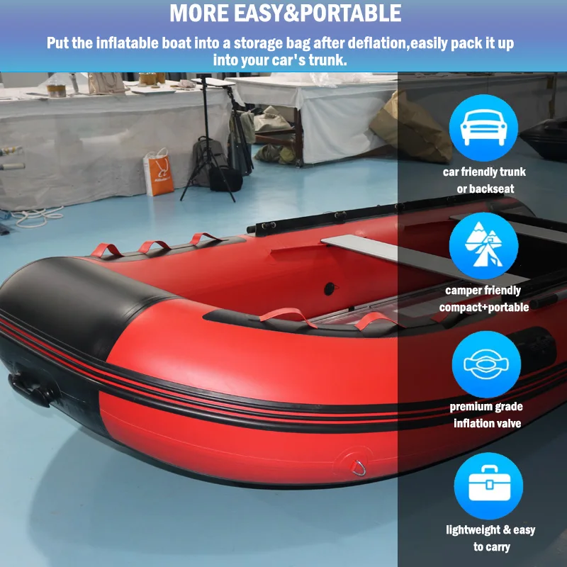 Toshare 2024 New PVC Drop Stitch 4m Inflatable Fishing Boat 3 4 5 Person Aluminium Alloy Floor Boats Inflatable