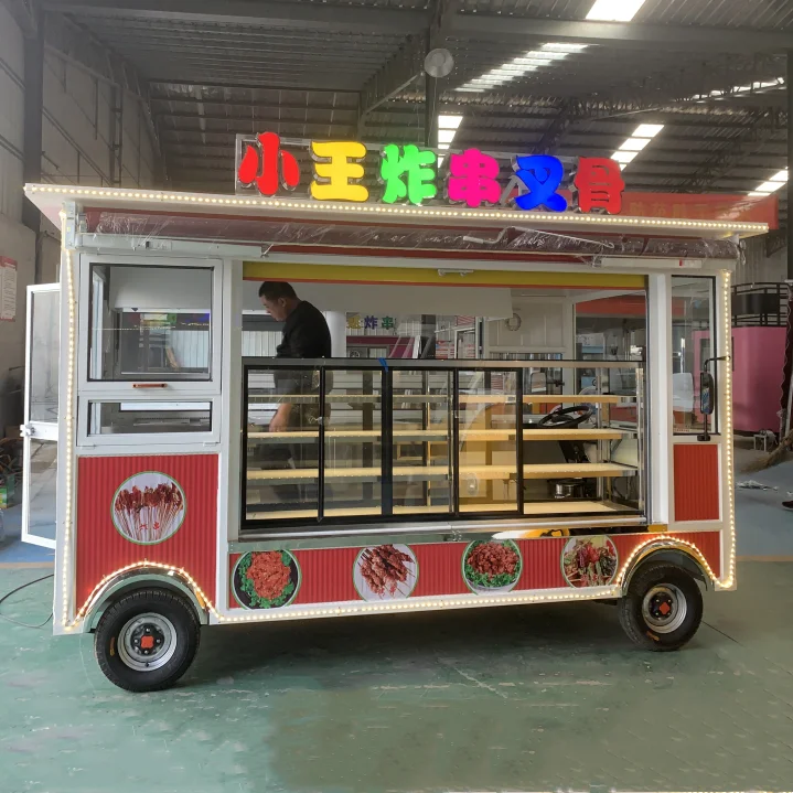 Factory outlet hot selling electric mobile fast food snack beverage drink coffee milk tea hot dog catering van truck kiosk cart