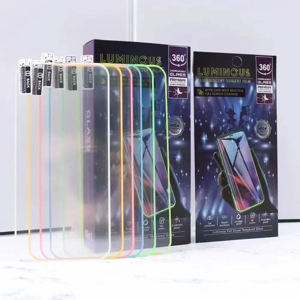 Factory Direct Wholesale Mobile Phone Anti Spy Luminous Glowing In The Dark Privacy Tempered Glass Screen Protector For Iphone