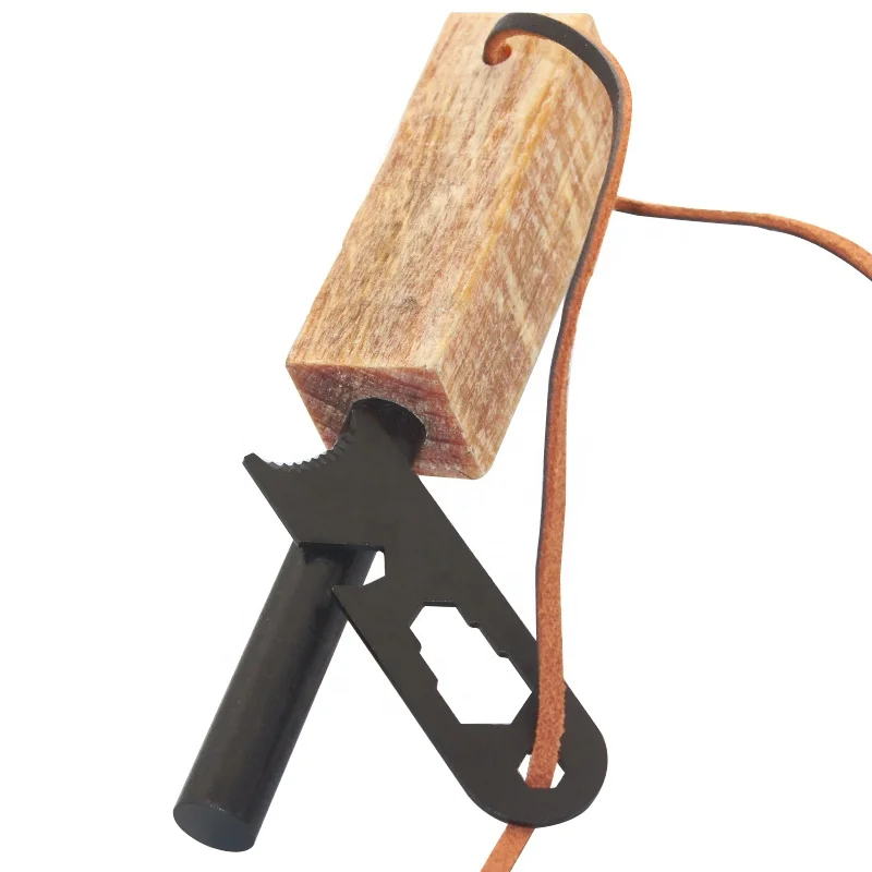 Camping Gear Accessories 12.7mm Feuerstahl Fire Starter Kit with Fatwood Kindling Wood Handle