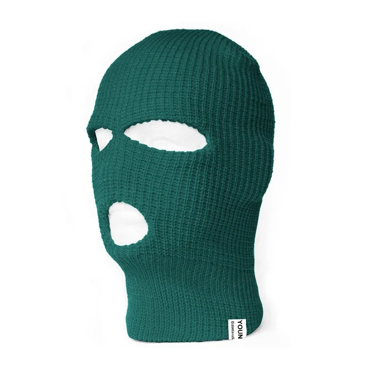 Factory wholesale  100% acrylic ski face winter balaclava keep warm  ski knitted hat  woven  label 3 hole camouflage balaclava