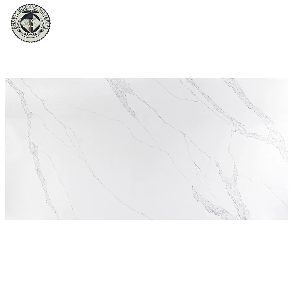 Quartz kitchen countertop  engineered big slab 20mm thickness calacatta artificial quartz stone