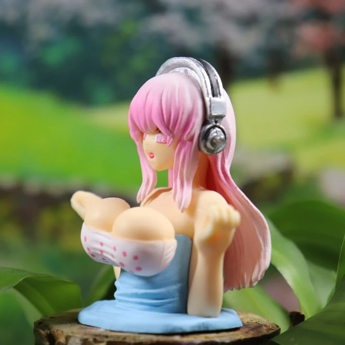 Anime Sexy Girl Figure Kanako Chest Shaking Ornaments Kanako Kawaii Anime Statue For Car Sexy Doll Figurine Decoration Doll
