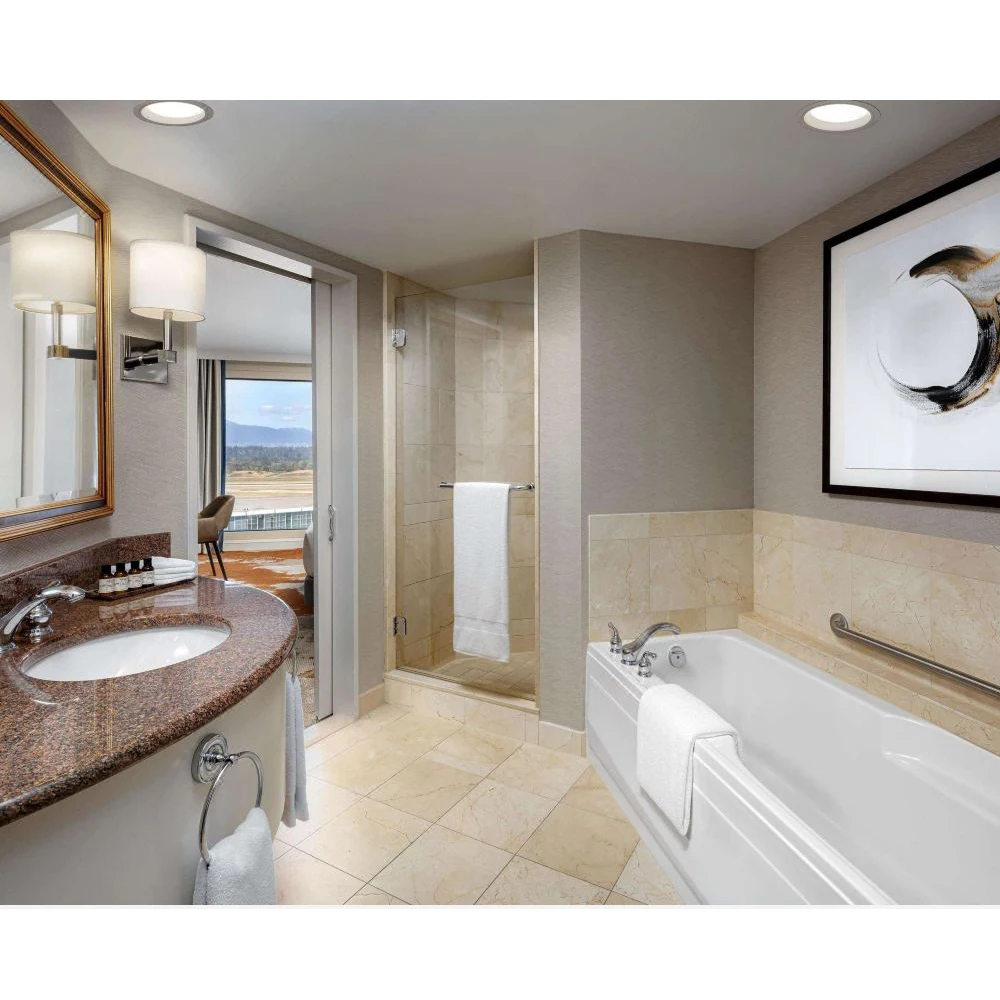 Modern Luxury4 or 5 Star Hotel Guest Room Standard Bedroom Furniture Set Bed Sofa TV Cabinet Dresser Mirror Wooden Furniture