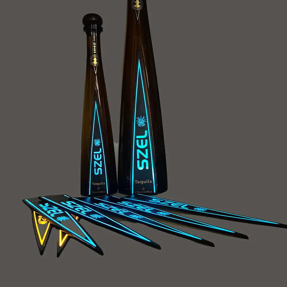Factory OEM Brand Led Luminous Wine Sticker 1942 EL Bottle Label With Customized LOGO