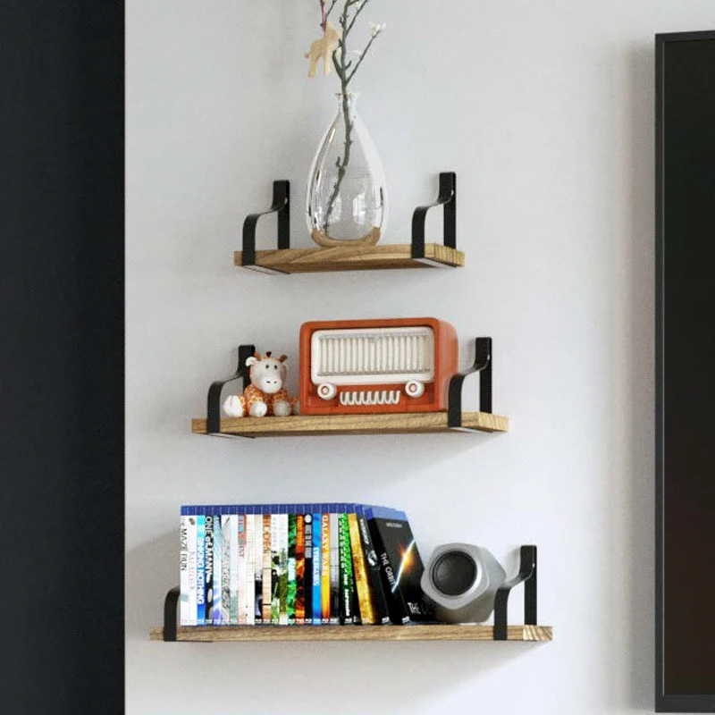 3 Tier Wall Decor Shelf Metal Wooden Rustic Decorative home Hanging display wooden wall shelf