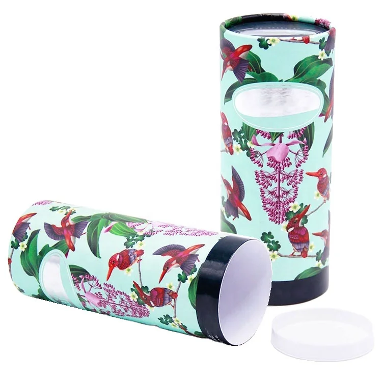 Customized logo printing cardboard drum packaging paper drum box cosmetic essential oil packaging with easy to tear off lid