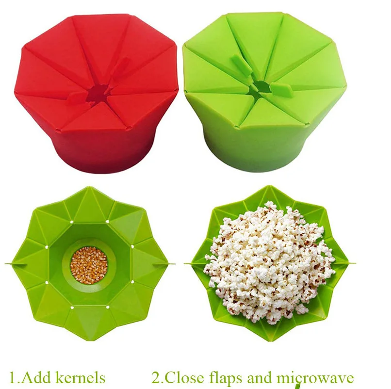 wholesale kitchen tools foldable microwave oven silicone popcorn makers machine bucket bowl