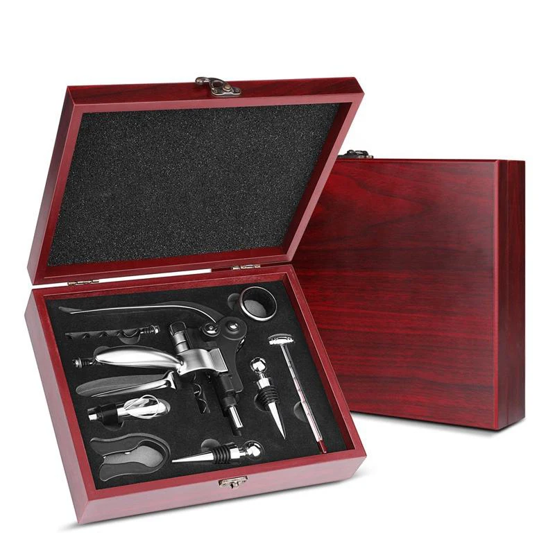 Премиум 9 шт. штопор открывалка для бутылок вина подарочный набор в элегантном футляре из вишневого дерева