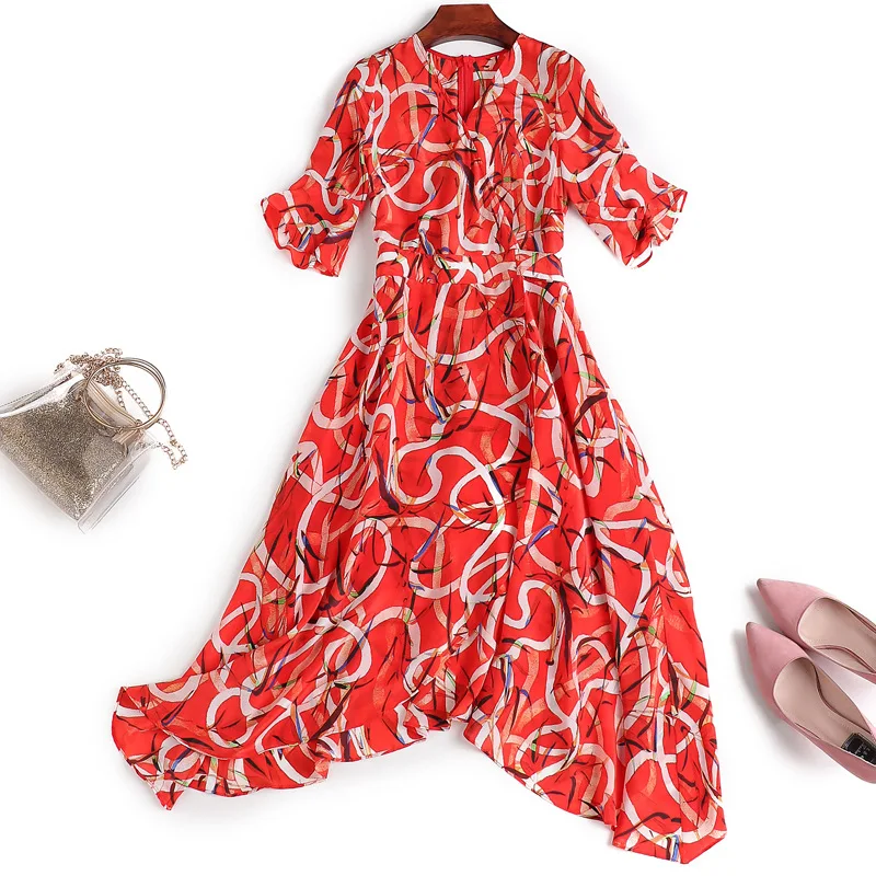 
Summer Italian style chiffon short sleeve ladies dress 