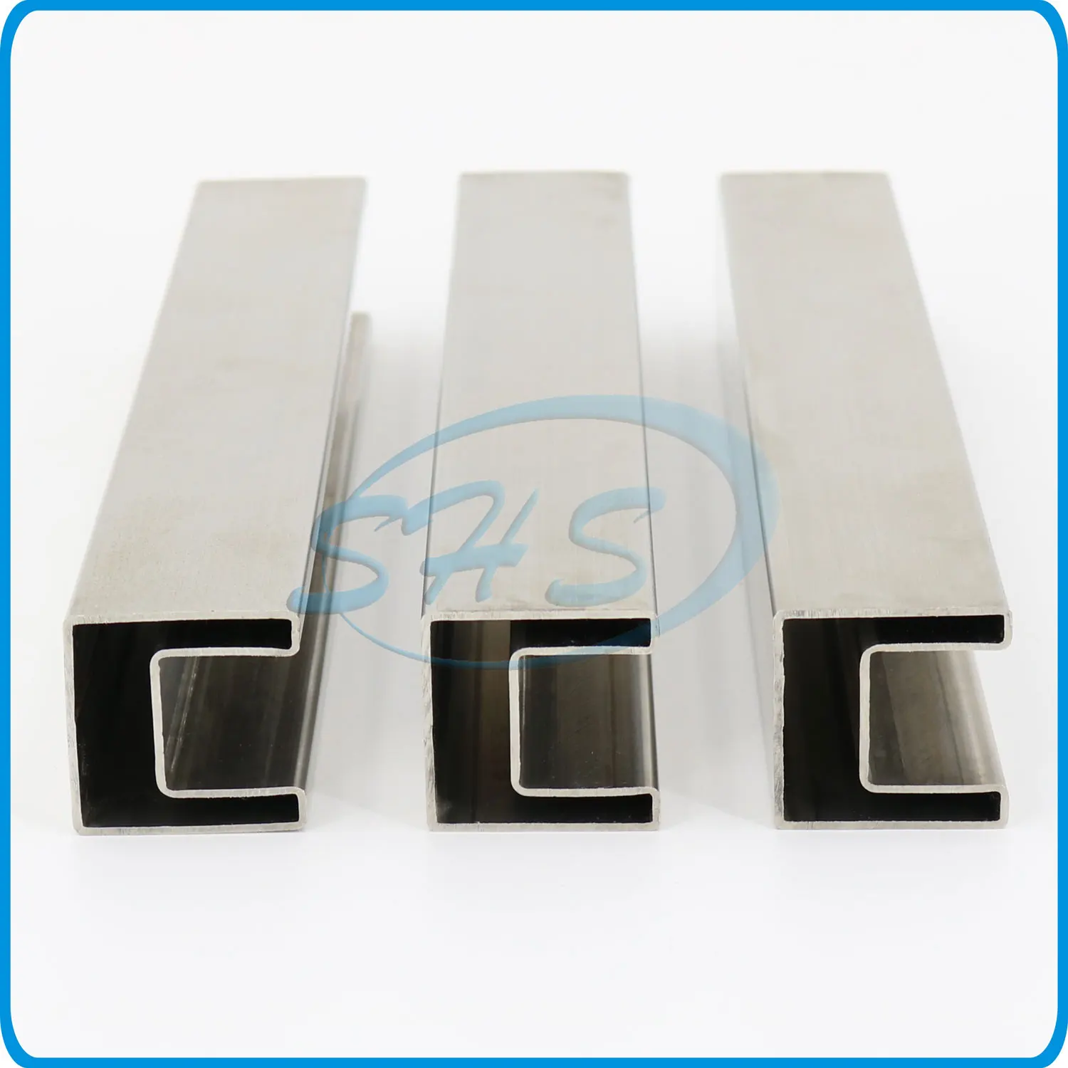 AISI 300 series stainless steel square concave tubes slotted channel pipes with polishing surface for glass railing