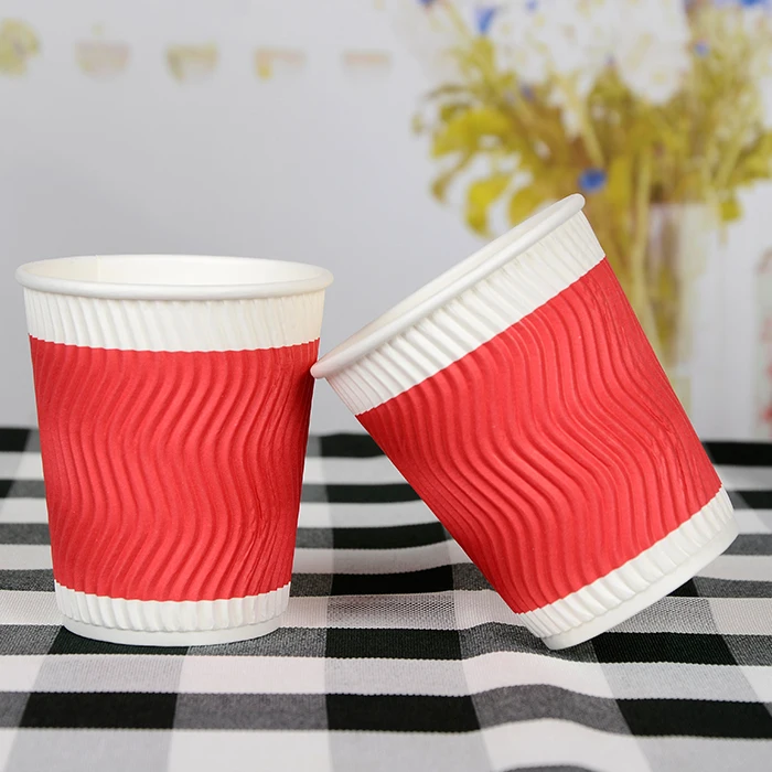 8oz 12oz 16oz 20oz Ripple  double wall paper coffee cups with lids and sleeves