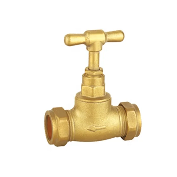 15mm Rough Brass T Head Stop Cock male thread valves