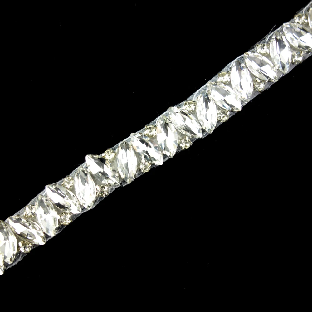 extra long stunning silver  rhinestone and pearl trim crystal bridal wedding belt