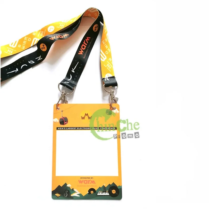 Both sides printing custom hard PVC plastic large size double slot event credential pass vip name tag conference badge