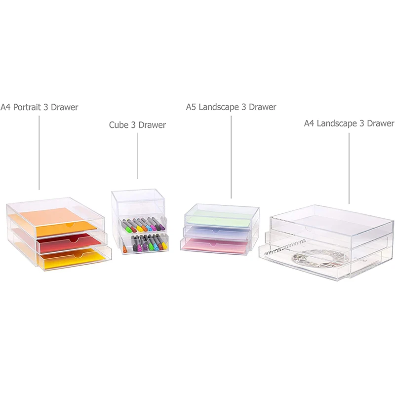3 Drawer Handle Clear Acrylic Makeup Organizer Acrylic Makeup Drawer Box Transparent Storage container