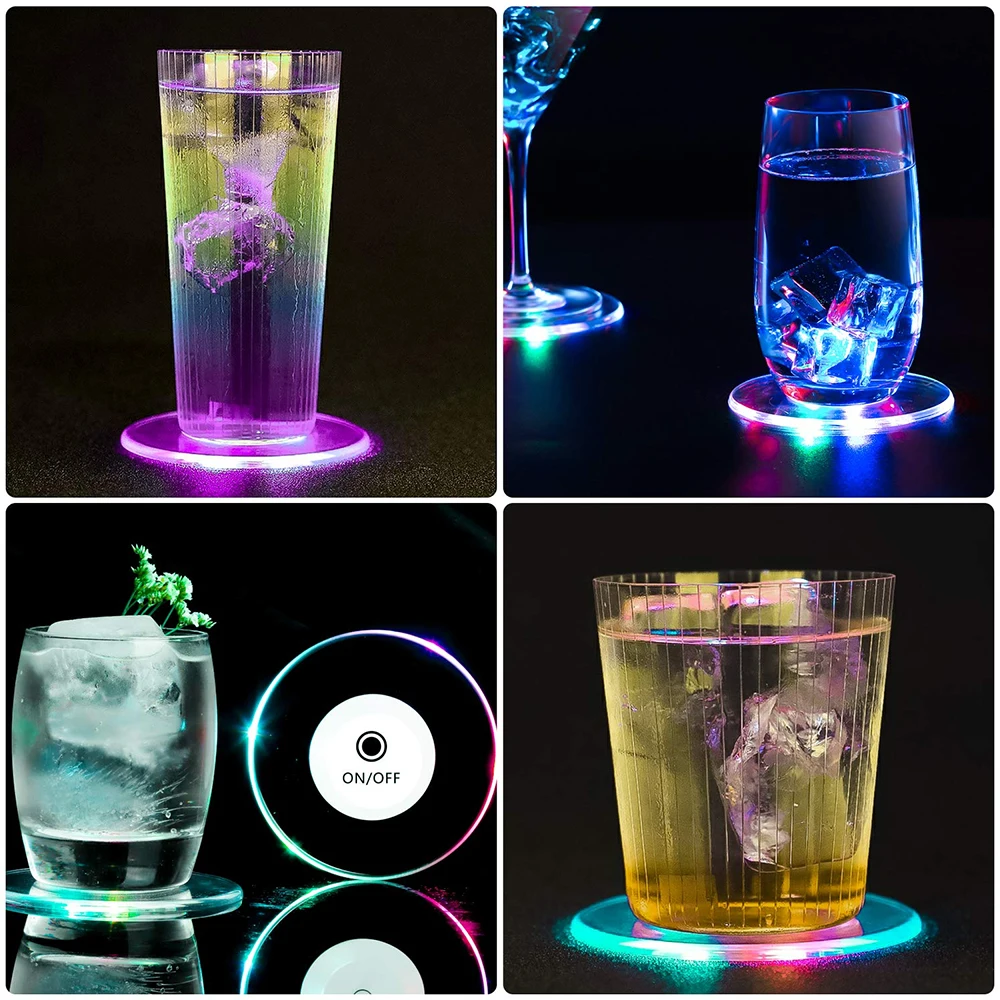 Light Up Coaster Night Club Party Supplies Custom Acrylic Flashing Led Coasters For Night Club