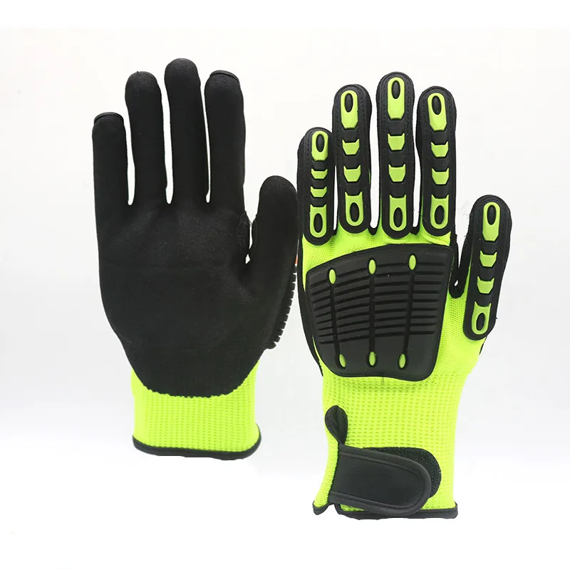 Oilfield Mining Sandy Nitrile Coated Cut Resistant Shock Proof TPR Gloves Anti Impact Gloves Mechanic Gloves Guantes de Impacto