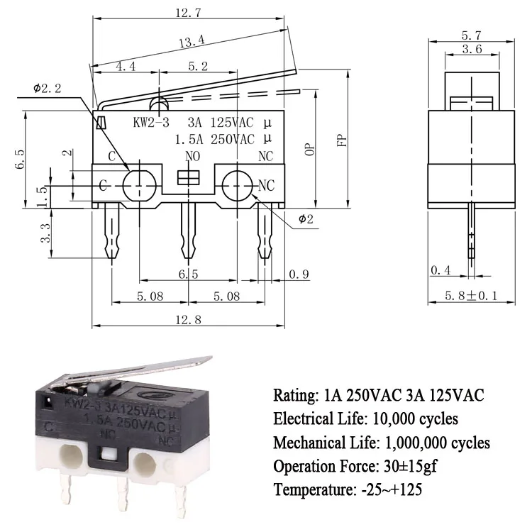 DEWO factory cheapest mini micro switch SPDT Micro Switch with Straight Lever