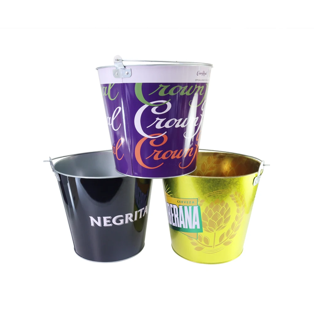 Factory Creative Style Customized Logo Beer Champagne Galvanize Iron Ice Bucket For Christmas Decoration