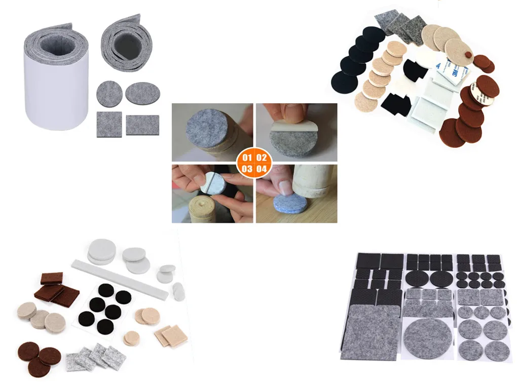 Self-Adhesive Black Grey 3mm Thickness Felt Furniture Pads for Hardwood Floors for Furniture Feet