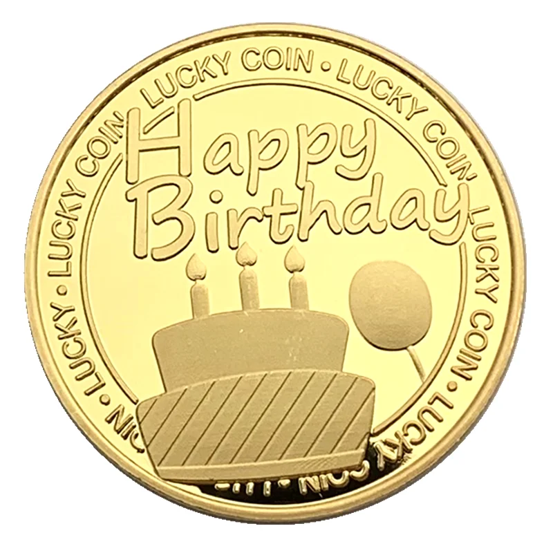 
Lucky Love Gold Commemorative Coin Good Luck Happy Birthday Blessing Medals Family and Friends Souvenir Gifts 