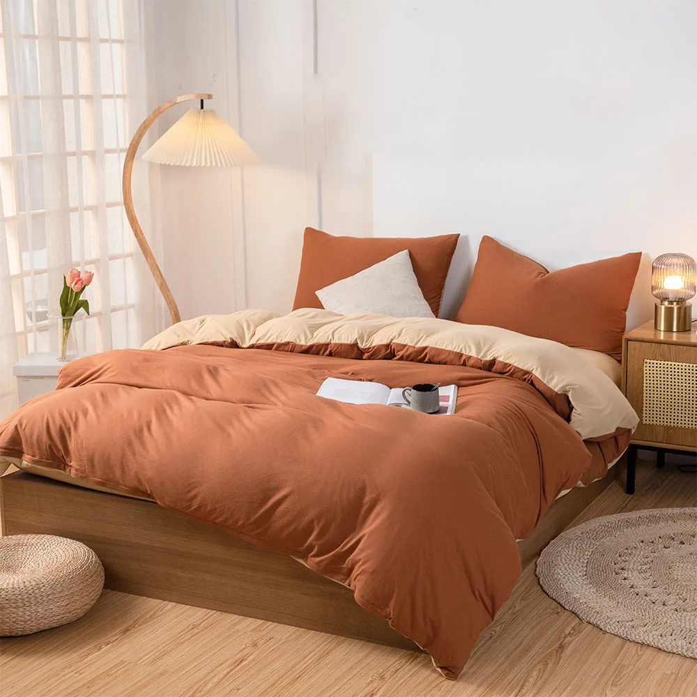 Customized korean blankets bedroom designer cotton fabric 100% cotton jersey knit sheet bedding set