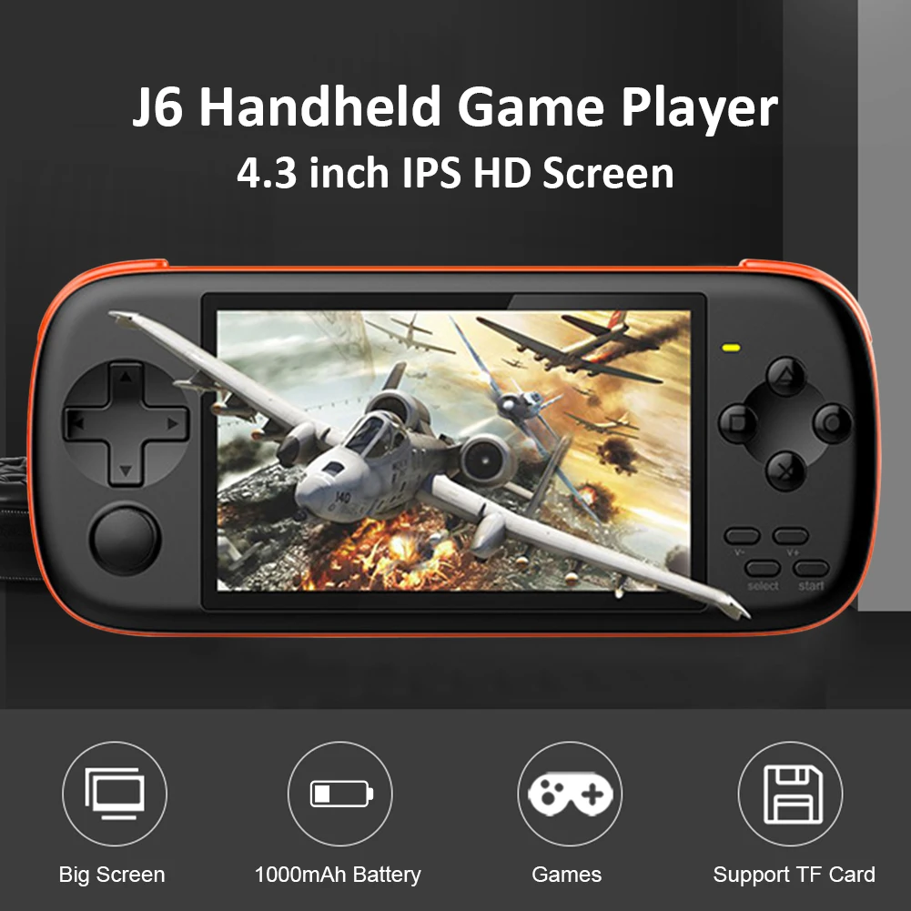  Портативная игровая консоль J6 4 3 дюйма IPS экран HD 128 бит симулятор аркадная игра лучший подарок для