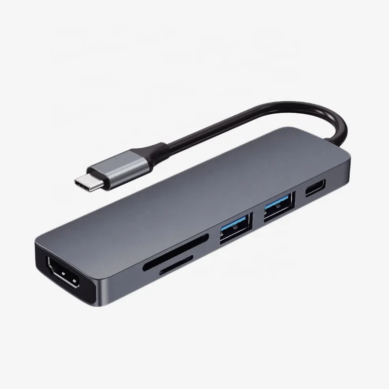 4K TF 6-In-1 Type C To Usb 3.0 Gaming Multi Plug Usb-C Hub With Quick Charge