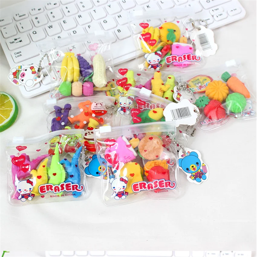 Cute Simulation Food Vegetable Eraser Set Office Study Rubber Eraser Special Stationery Gifts Toy